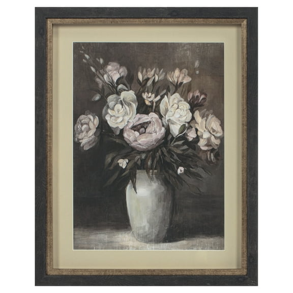 My Texas House Moody Peony Vase Floral Framed Wall Art 16x20