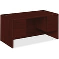 thumbnail image 2 of HON H10573.NN 10500 Series 60 in. x 30 in. x 29.5 in. Double 3/4-Height Pedestal Desk Left and Right Box/File - Mahogany, 2 of 6
