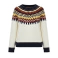 thumbnail image 4 of Fair Isle Sweater Women Pullover Sweaters for Women Oversized Sweaters for Women Crew Neck Sweatshirts Women Fall Sweaters Cute Sweaters Vintage Sweater Lightweight Sweaters for Women, 4 of 4