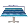 thumbnail image 2 of Square Fitted Elastic Edge Table Cloths, Blue Watercolor Stripes Polyester Table Cover, for Outdoor Patio and Indoor Kitchen Dining Party, Fit for 36" x 36" Square Table, 2 of 4