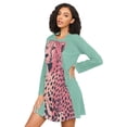 thumbnail image 3 of FORMRS Womens Long Sleeve Nightgowns Crew Neck Sleep Shirt Soft Pajamas Sizes S-3XL, Big Pink Cheetah, 3 of 8