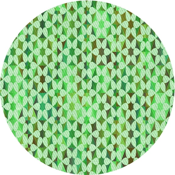 Ahgly Company Indoor Round Patterned Dragon Green Area Rugs, 3' Round