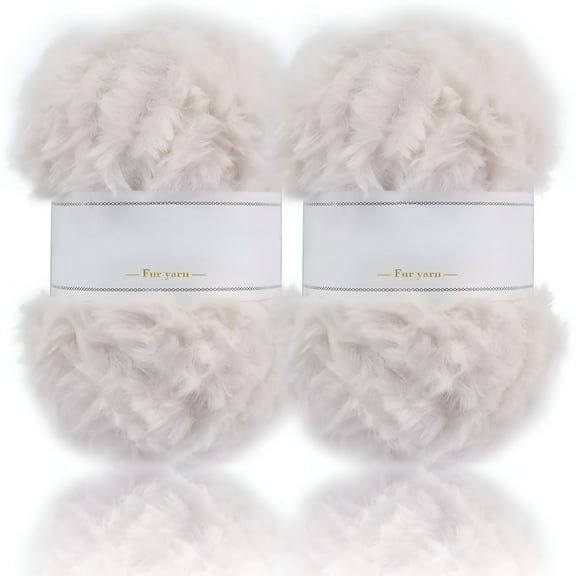 AUQ 2 Skeins /6 Skeins Super Soft Fur Yarn Chunky Fluffy Faux Fur Yarn Eyelash Yarn for Crochet Knit-Total Length 2×32m(2×35yds,50g×2)