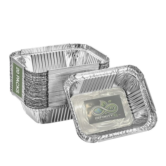 INFINITY EL Disposable Aluminum Foil Pan 25 Pack | Half Pan Extra 12.5" x 10.5" x 4" Deep Disposable Baking Pan | Heavy Duty Aluminum Foil Pan for Roasting Turkey, Lasagna, Thanksgiving, Christmas