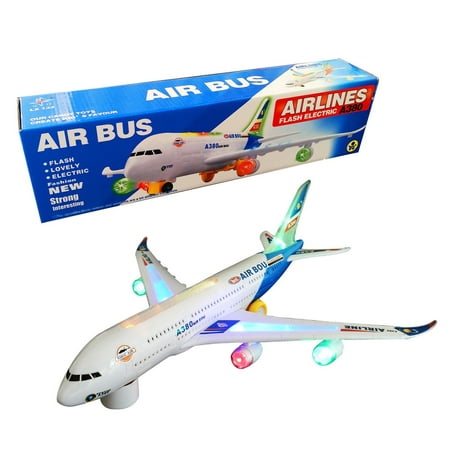 Bump And Go Electric Air Bou A380 Kids Action Airplane - MegaToyBrand Big Model Plane With Attractive Lights And Sounds – Changes Direction On Contact – Best For Kids Age 3 And (Best Commercial Plane In The World)