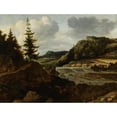 thumbnail image 2 of Allart van Everdingen 24x19 Black Ornate Framed Double Matted Museum Art Print Titled: A Mountainous River Landscape with Travellers (About 1660), 2 of 5