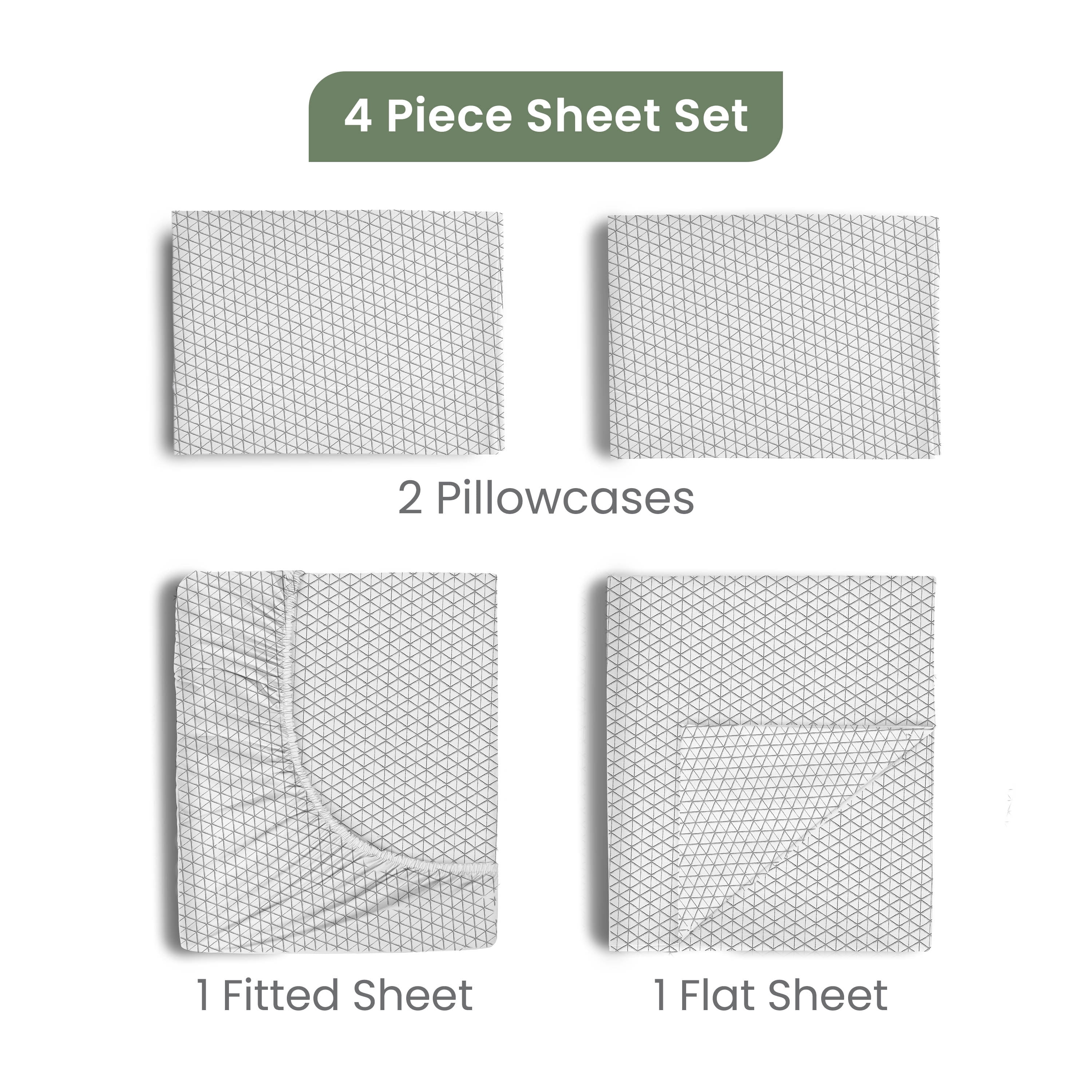 EcoPure 4-Piece Queen Sheet Set | 100% Organic Cotton | Comfort Washed | Deep Pocket | Grey