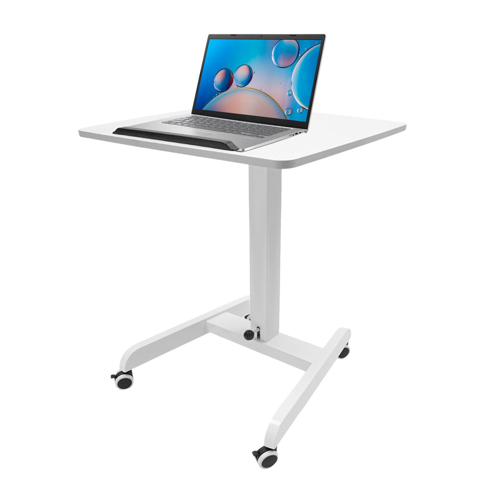 Standing Desk with Tilting Top, Modern White Mobile Standing Desk, Lectern Portable with Wheels 20.5*23.6*44.2in