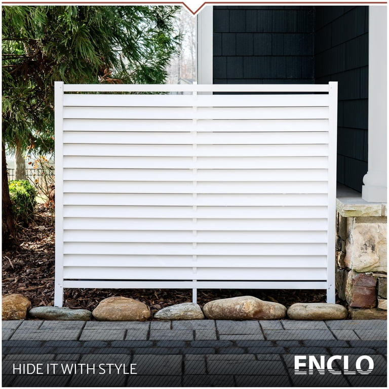 4ft H x 5ft W (1 Panel) No Dig Privacy Screen, Louvered White