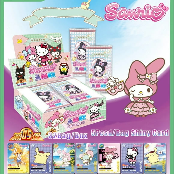 Sanrio Kuromi Hello Kitty Shining Card Cartoon My Melody Cinnamoroll Collectible Game Trading Card Children Toy Christmas Gift