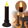 thumbnail image 2 of 1 Pc Halloween Flameless Taper Candles Flickering Battery Operated 3D Wick White LED Taper Candles for Halloween Dinner Table Weddin & Indoor Mantel Decor, 6.3x2.17 Inch, Black, 2 of 7