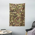 thumbnail image 1 of Camo Tapestry, Summer Season Pattern Abstract Militaristic Concept Comb Like Mosaic Form, Wall Hanging for Bedroom Living Room Dorm Decor, 40W X 60L Inches, Green Brown Dark Brown, by Ambesonne, 1 of 2