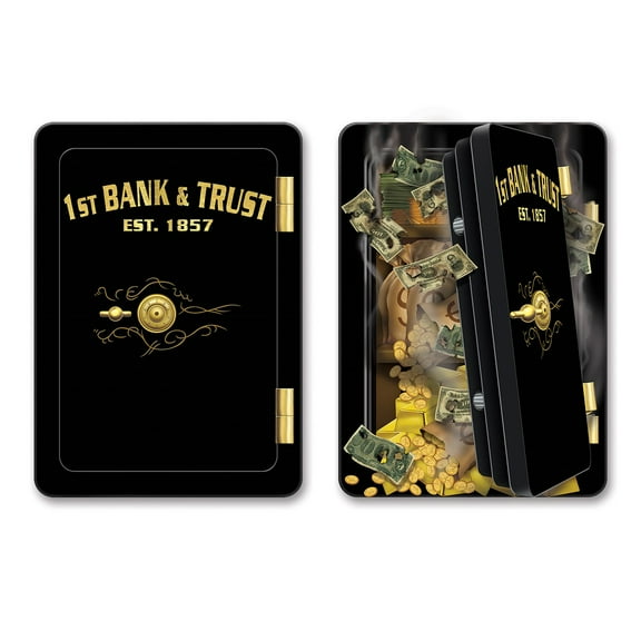 Party Central Club Pack of 12 Black and Gold 1st Bank and Trust Safe Party Cutout Decors 34"