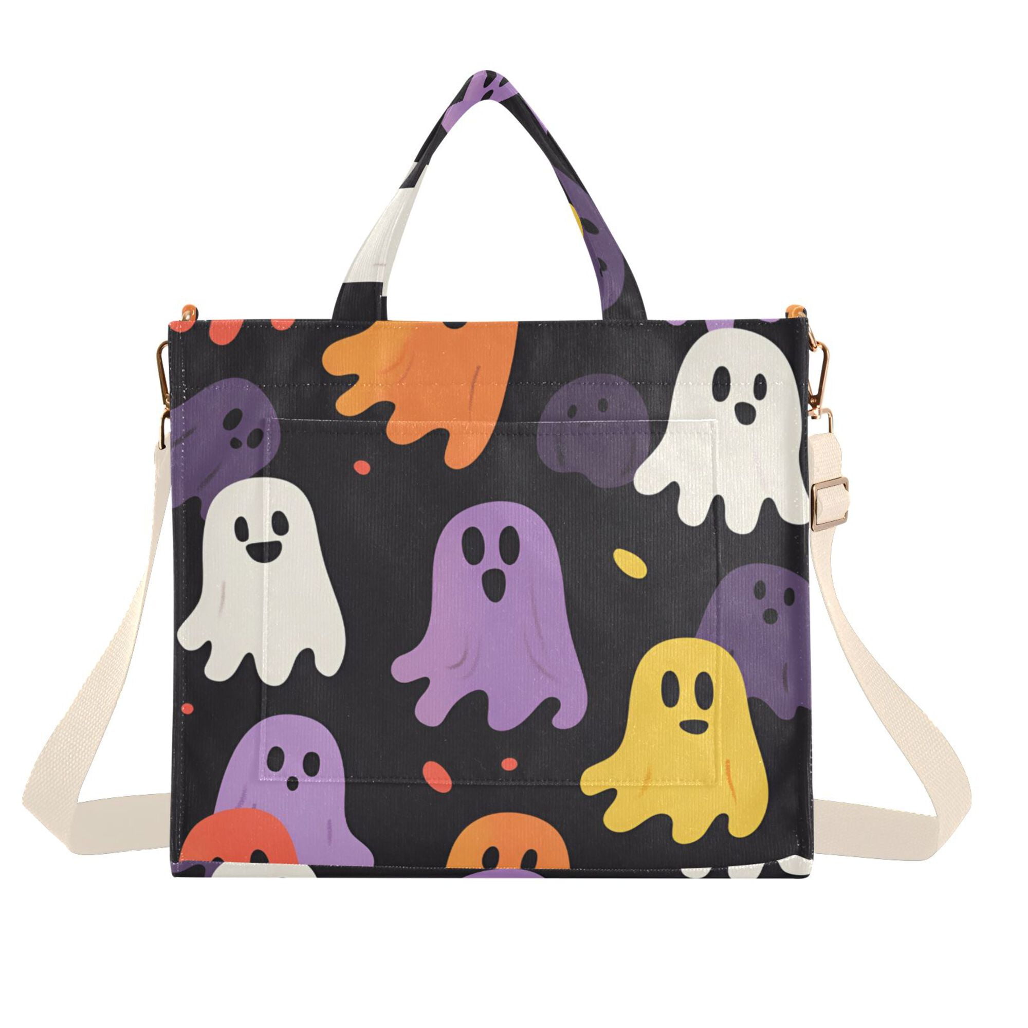 Ghostly Boo! Halloween Tote Bag - Purple, 32 X 44 Cm, Cotton Tote For Trick-or-Treat Or Seasonal Use