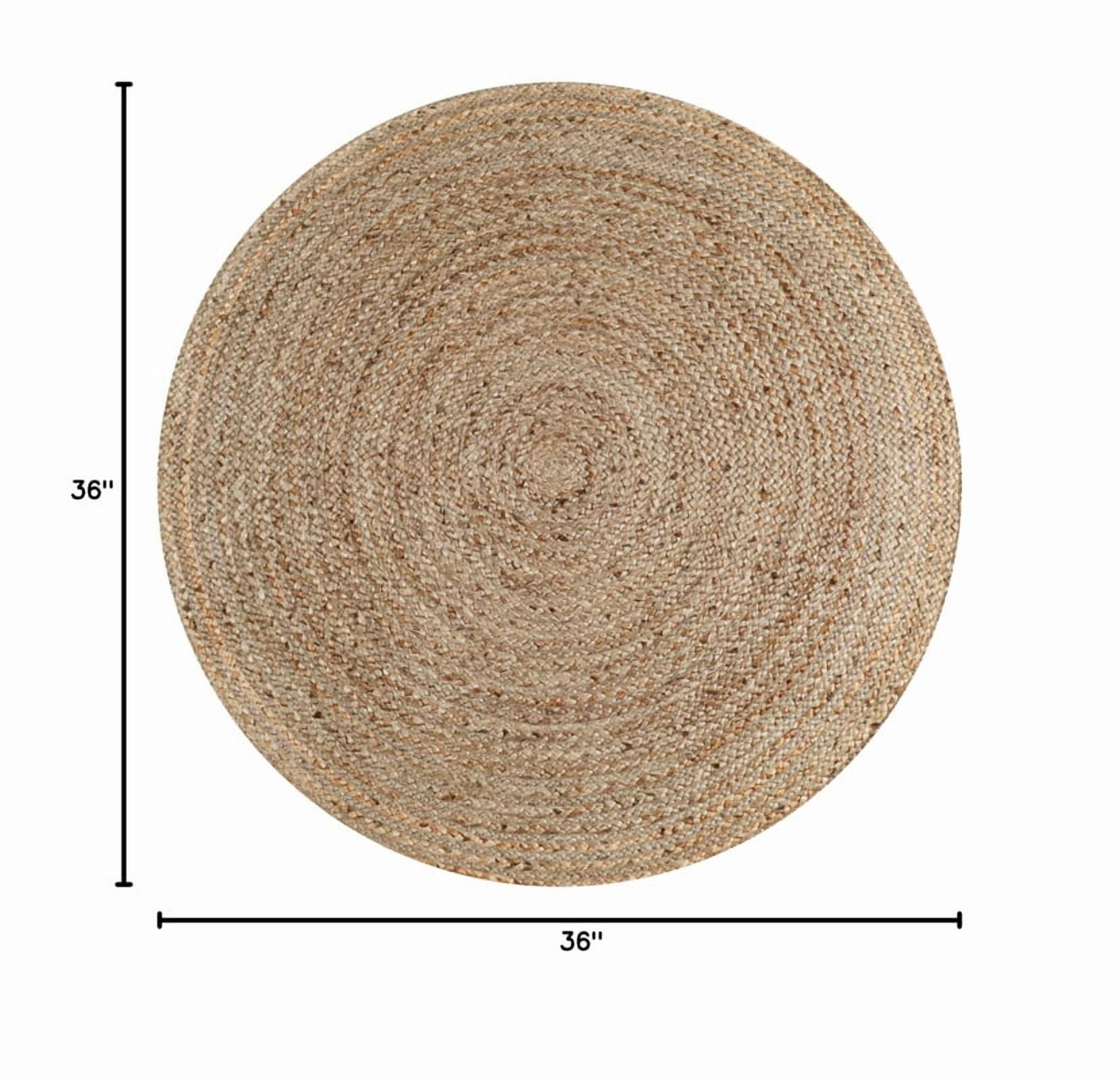 Natural Jute Circle Rug, Reversible Rustic Farmhouse Boho Area Mat, Natural_A, 3 FT
