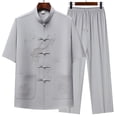 thumbnail image 1 of Tenues Deux Pièces pour Hommes, Ensemble Décontracté Régulier pour Hommes, Mode Confortable Uni à Manches Courtes avec Col Rabattu, Cadeaux pour Hommes, m, 1 of 3