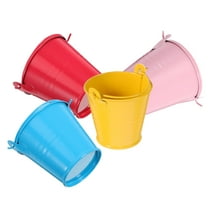 LEORX Small Metal Pail Dark Yellow Iron 4Pcs Round Decorative Bucket