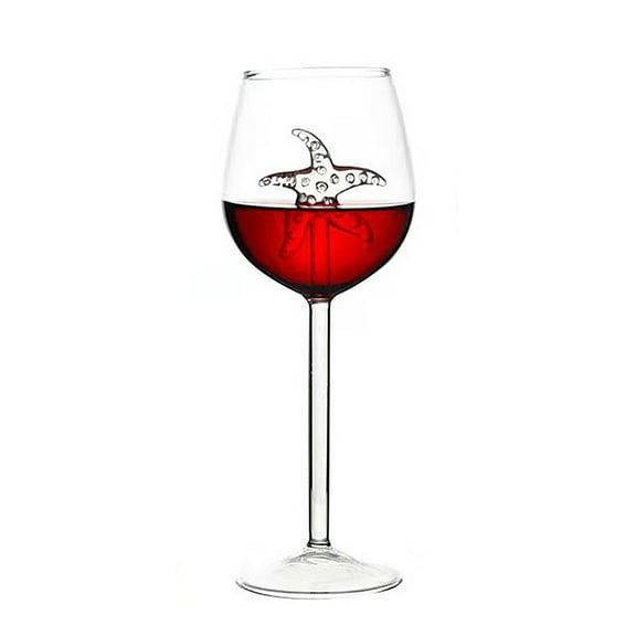 300ml Sea Horse/Starfish/Dolphin Red Wine Glass Cup Goblets Home Bar Supplies Beach Wine Glasses , Shatterproof Poolside Wine Glass, Ideal for Red and White Wine, Juice, Kitchen Glassware