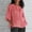 Pink, variant on Azrian Womens Summer Tops Women's Ladies Fashion Cropped Sleeves Round Neck Cotton Loose Shirt Blouse