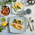 thumbnail image 2 of Gibson Elite Soho Lounge 16 Piece Square Stoneware Dinnerware Set, Matte Blue & White, 2 of 6