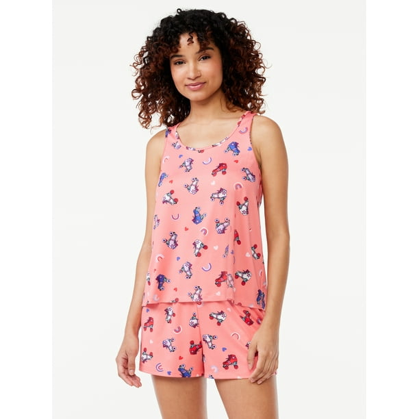 Joyspun Women’s Tank Top and Shorts Sleep Set, 2Piece, Sizes S to 3X