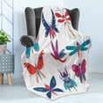 thumbnail image 4 of Dragonfly Soft Flannel Fleece Throw Blanket, Modern Doodle Colorful Winged Insects Butterfly Fly Mosquito Moth Illustration, Cozy Plush for Indoor and Outdoor Use, 60" x 80", Multicolor, by Ambesonne, 4 of 5
