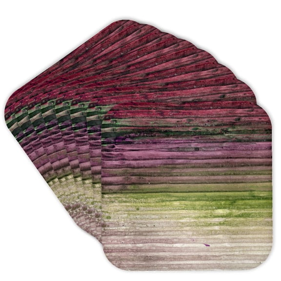 3drose, Image of Watercolor Purple and Green Image of Corrugated Cardboard, Set of 8 Coasters - Cork