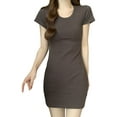 thumbnail image 5 of Viikei Floral Print Summer Dress Women,Women's Solid Color Slim Square Neck Short Sleeved Dress Short Sleeved Square Neck Dress Dark Gray XL, 5 of 8