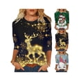 thumbnail image 3 of Gvmfive Women Plus Size Christmas Ugly Print Long Sleeve Shirt Tops, 3 of 5
