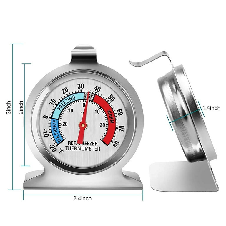 2 Pack Refrigerator Freezer Thermometer Large Dial Thermometer 