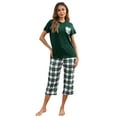 thumbnail image 4 of Women's Short Sleeve Pajamas Sets with Capri Pants 2 Piece Womens Capri Pajama Sets with Pockets Summer Plaid Print Sleepwear Set for Women, S-XXL, 4 of 11