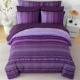 thumbnail image 4 of RYNGHIPY King Size Boho Bed in a Bag for Women 8Pcs Geometric Striped Purple Bedding Sets Lightweight Bed Comforter Set for All Seasons (Gradient Purple,King), 4 of 7