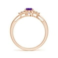 thumbnail image 2 of ANGARA Natural Oval Amethyst Bypass Ring with Trio Diamond Accents in 14K Rose Gold for Women (Size-7x5mm) | February Birthstone, Birthday, Anniversary, Jewelry Gift for Women | Natural Amethyst Ring, 2 of 9