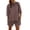 Coffee, variant on Short Set Short Sleeve Solid Crew Neck Side Slit Loose T Shirt Shorts Matching Set Black M