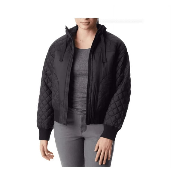 Bass Outdoor Women's Quilted-Trim Zip Bomber Jacket, Black, Small