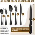 thumbnail image 1 of 48-Piece Matte Black Silverware Set for 8, Stainless Steel Flatware Set with Steak Knives, Hand Wash Recommended, 1 of 3