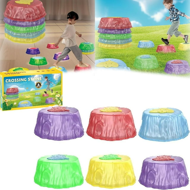 LEEYNEER Light up Musical Stepping Stones Light up Step Stones for Kids Lighted Stepping Stones for Kids Balance Stepping Stones Kids Light up Glow in the Dark Stepping Stones