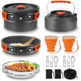 thumbnail image 1 of Juego de cocina para acampar, utensilios de cocina para acampar, kit de desorden de aluminio para exteriores con sartén, olla con tapa, juego de hervidor de agua de 1,2 l y 2 platos de acero inoxidabl, 1 of 5
