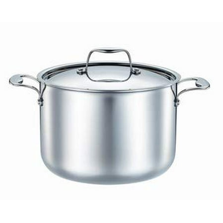 Josef Strauss Integral 8.2 Quart Stockpot | Tri-Ply Construction, Works with Induction Cooktops, Oven and Dishwasher Safe, 18/10 Stainless Steel Brushed Interior, Mirrored Stainless Steel (Best Pots For Induction Cooktop)