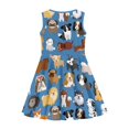 thumbnail image 4 of Renewold Blue Girl Dress Up Clothes for Party Dog Theme Toddler Sleeveless Midi Sundress Trendy Crew Neck Skater Dresses Novelty Swing Twirl Jumpskirt Size 7-8, 4 of 6