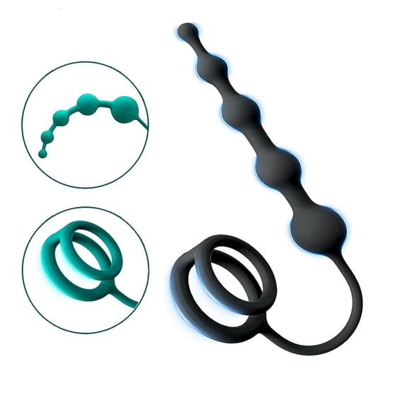 1pcs Green Anal Sex Toy with Ring Adult Silicone Anal Bead Toys Waterproof