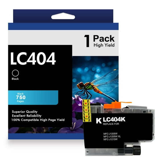 LC404 Ink Cartridges Compatible for Brother LC404 LC-404 Combo High Yield Work for Brother MFC-J1205W MFC-J1215W MFC-J1205W XL Printer Ink (Black, 1 Pack)
