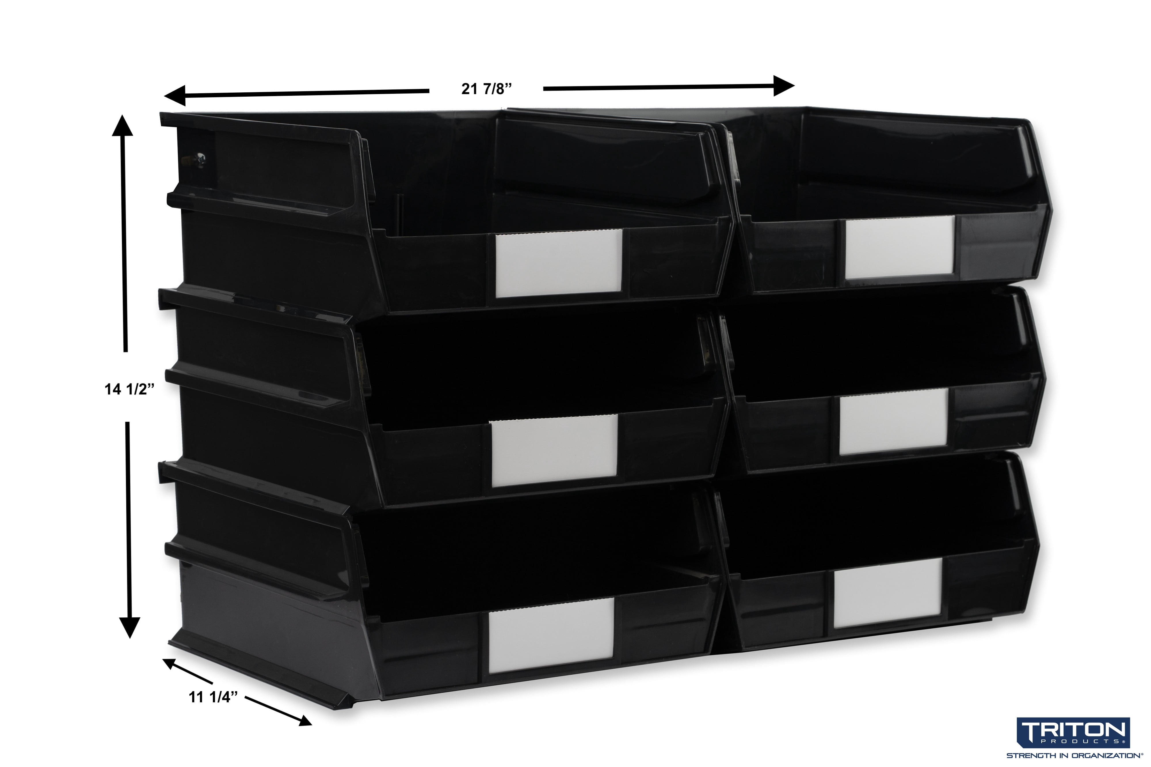 LocBin 10-7/8 In. L x 11 In. W x 5 In. H Black Stacking, Hanging, Interlocking Polypropylene Bins, 6 CT