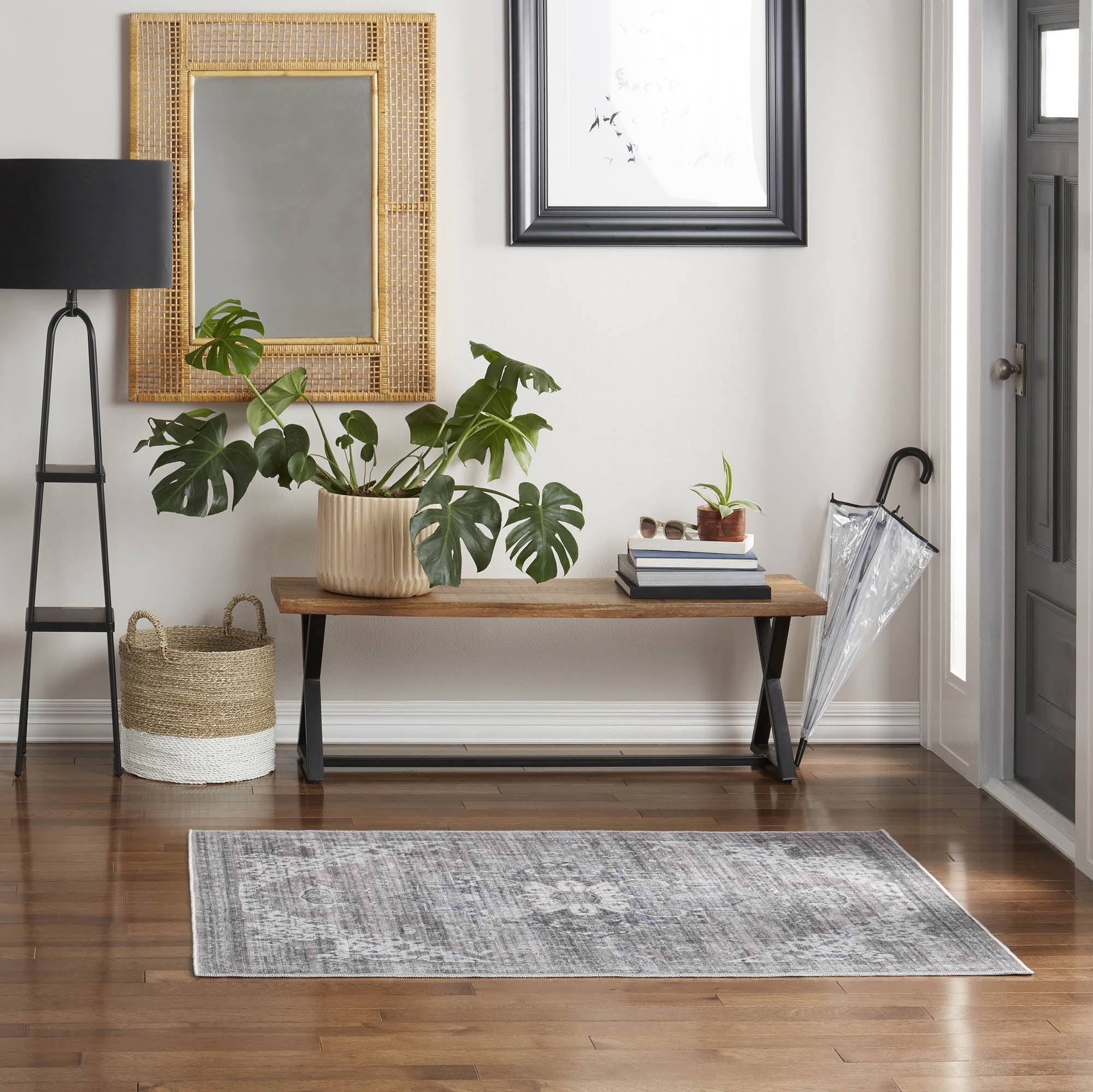 Everwash™ Callaghan Esther Bohemian Medallion Machine Washable Area Rug, Grey, 3'11"x5'6"