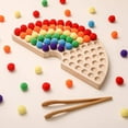 thumbnail image 6 of Wooden Peg Board Beads Game Color Sorting Toys Counting Matching Game Bead Counting Fine Motor Skill Montessori Toys for Toddlers (Rainbow), 6 of 9