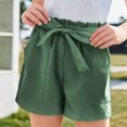 thumbnail image 3 of WMTBSRSW Big Girls Sumemr Shorts with Pockets Ruffle High Waisted Shorts Casual Lightweight Adjustable Tie Knot Loose Shorts 5-14 Years, 3 of 9