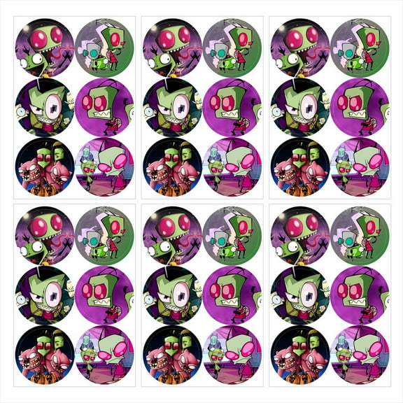 Invader Zim Stickers Party Favors Labels Birthday Thank You Themed Round Circle Baby Shower 60pcs