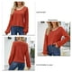 thumbnail image 5 of Suéter de mujer Prendas de punto de manga larga Cuello en U Top de punto Color puro para otoño invierno Naranja XL, 5 of 6