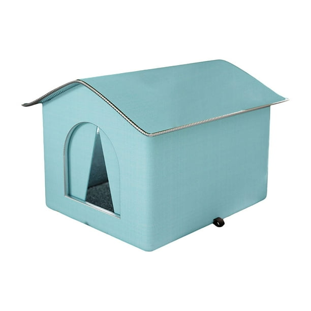 Casa para gatos callejeros, suministros para mascotas, casa para perros con aislamiento cálido, cama para perros resistente a la intemperie Azul medio