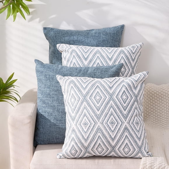 Juego de 4 fundas de cojín decorativas HPUK de 45 x 45 cm, color azul